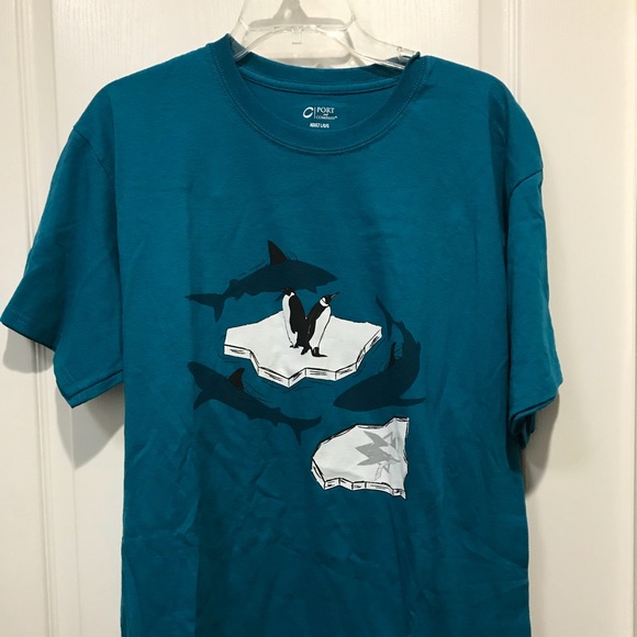 Urban Backwoods Shark Warning Sign Men's T-Shirt – Classic Fit, Heavy Cotton Tee With Bold Graphic Print - View #9